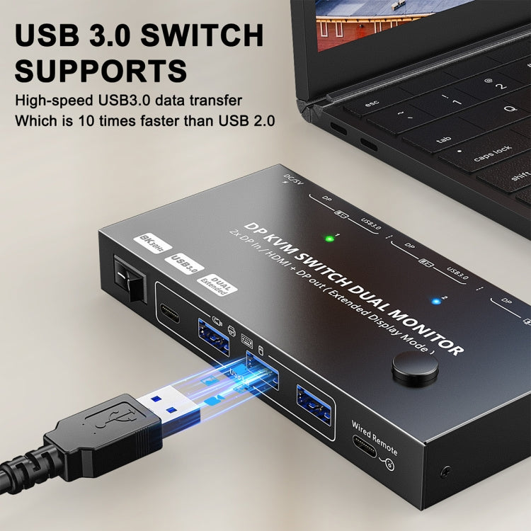 KC-KVM212DH Switcher KVM a doppio display USB 3.0 DP 4K 60 HZ con replica dell'estensione a doppio schermo MST, KC-KVM212DH