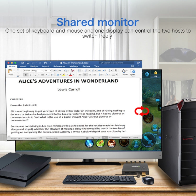 AIMOS AM-KVM201CC Switch KVM HDMI HUB USB a 2 porte senza cavo di prolunga