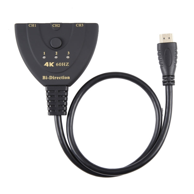 Switcher bidirezionale HDMI 3 x 1 4K 60Hz con cavo HDMI Pigtail, Bi-Direction