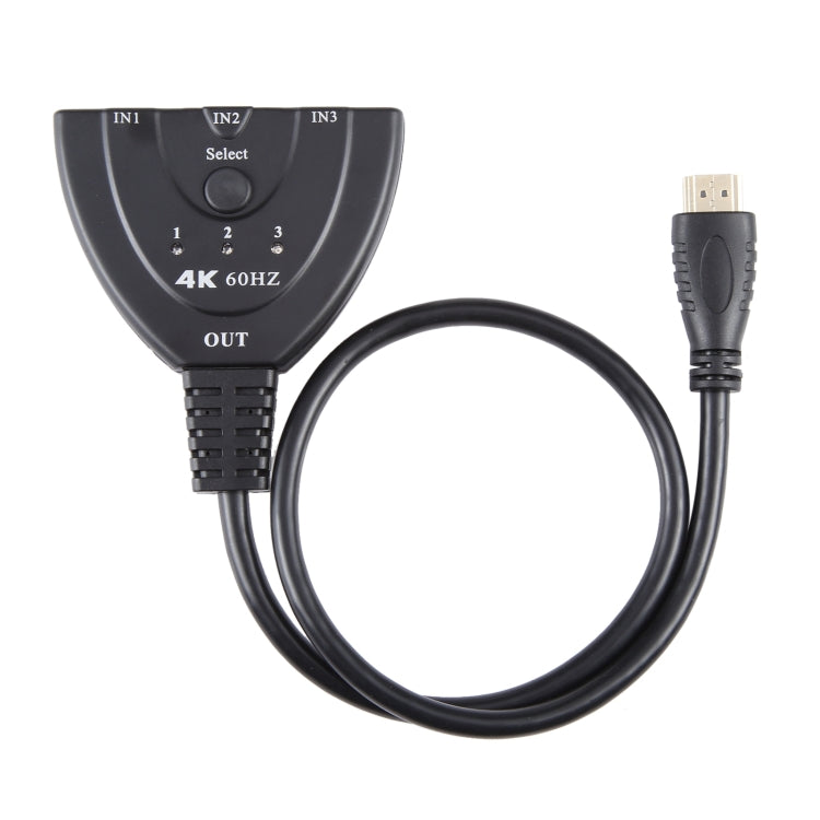 Switcher HDMI 3 x 1 4K 60Hz con cavo HDMI Pigtail, YUV4:4:4 HDR
