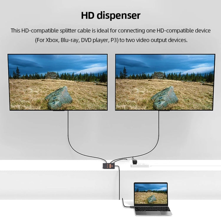 Splitter video HD HDMI 4K 1 in 2 uscite, con cavo, 1 into 2 out