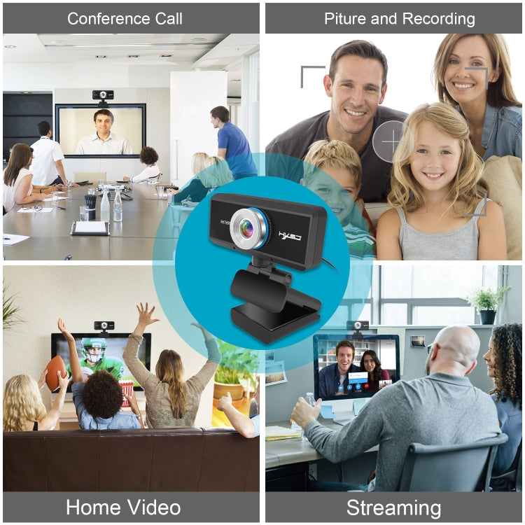 HXSJ S90 Webcam HD 30fps 1 Megapixel 720P per desktop/laptop/Android TV, con microfono fonoassorbente da 8 m, lunghezza cavo: 1,5 m, S90