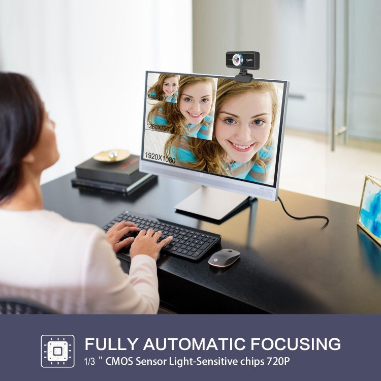 HXSJ S90 Webcam HD 30fps 1 Megapixel 720P per desktop/laptop/Android TV, con microfono fonoassorbente da 8 m, lunghezza cavo: 1,5 m, S90