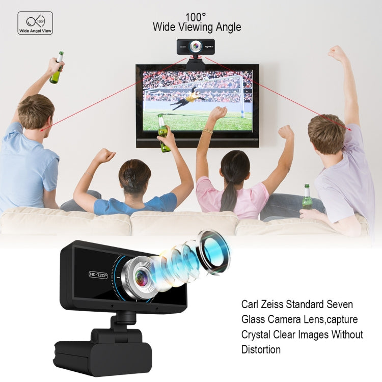 HXSJ S90 Webcam HD 30fps 1 Megapixel 720P per desktop/laptop/Android TV, con microfono fonoassorbente da 8 m, lunghezza cavo: 1,5 m, S90