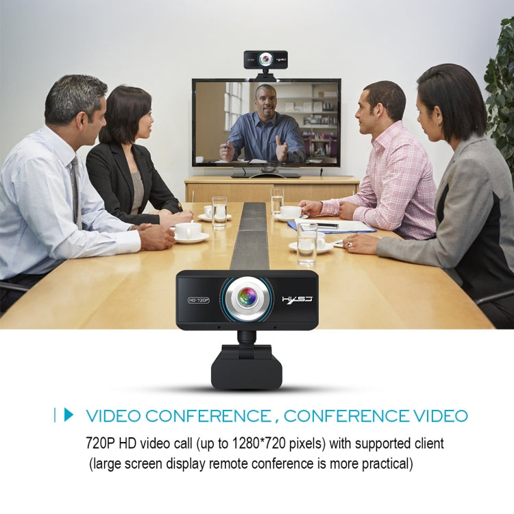 HXSJ S90 Webcam HD 30fps 1 Megapixel 720P per desktop/laptop/Android TV, con microfono fonoassorbente da 8 m, lunghezza cavo: 1,5 m, S90