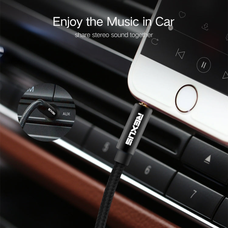 REXLIS 3629 Cavo audio jack AUX per autoradio da 3,5 mm maschio a maschio placcato oro per dispositivi digitali standard AUX da 3,5 mm, lunghezza: 1 m, Length: 1m