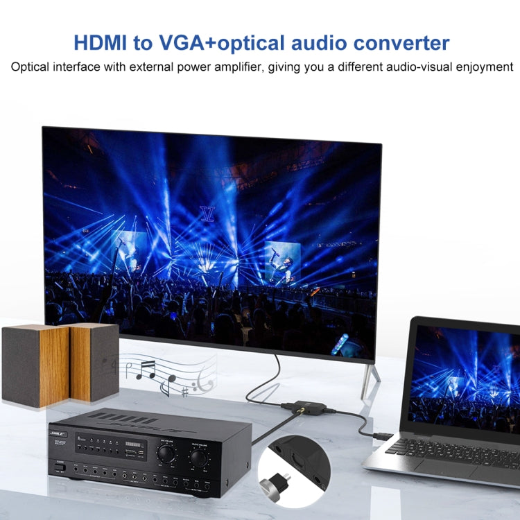 Onten 35165 Convertitore audio da HDMI a VGA + ottico per altoparlante/TV/computer