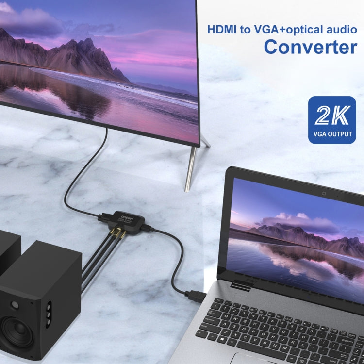 Onten 35165 Convertitore audio da HDMI a VGA + ottico per altoparlante/TV/computer