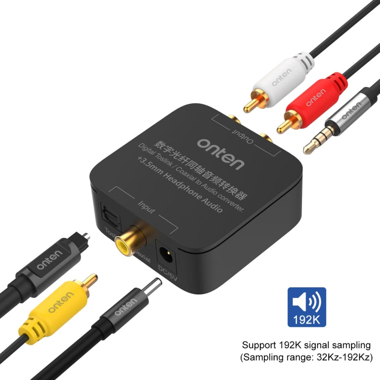 Onten 37506 Convertitore audio coassiale ottico digitale supporta 192K