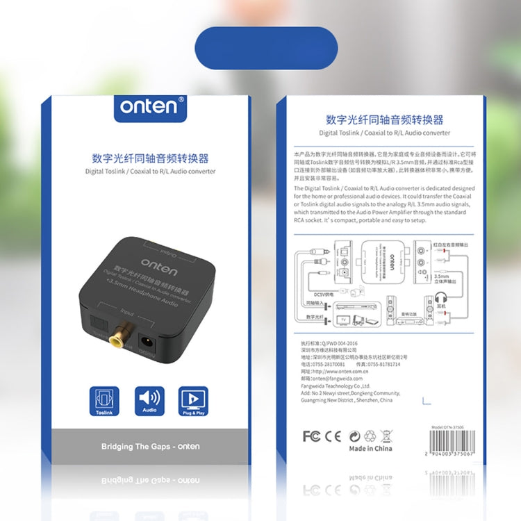 Onten 37506 Convertitore audio coassiale ottico digitale supporta 192K