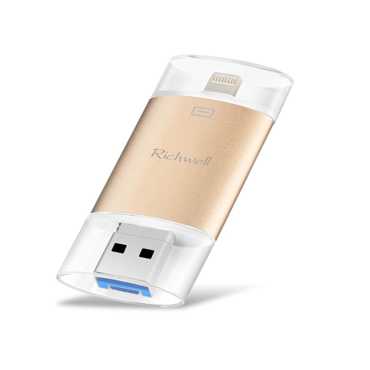 Richwell 3 in 1 128G Type-C + 8 Pin + USB 3.0 Disco flash push-pull con doppia copertura in metallo con funzione OTG