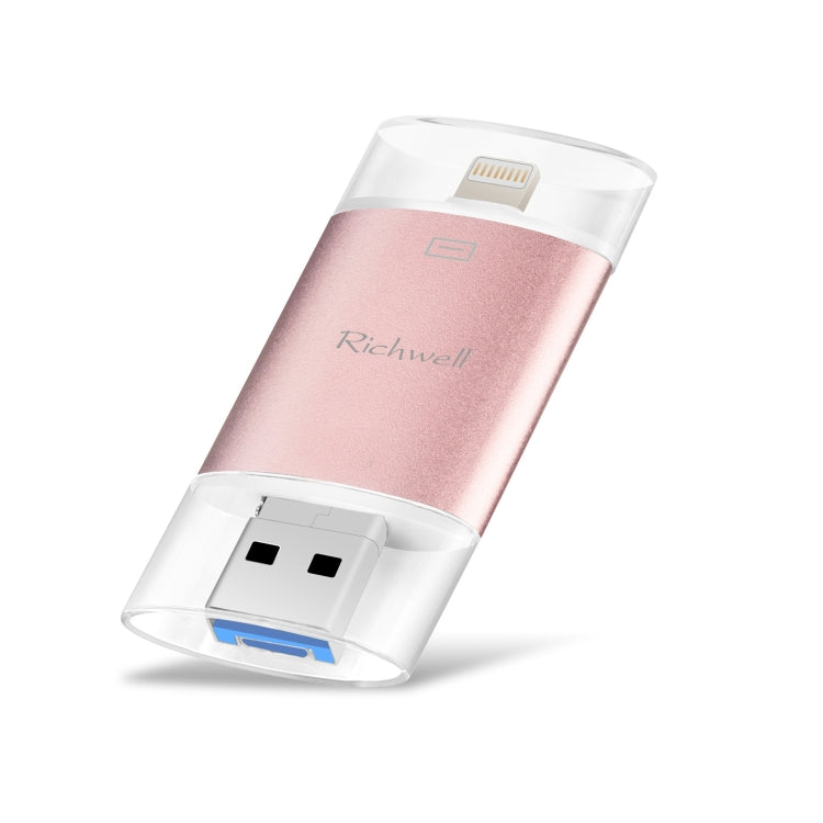 Richwell 3 in 1 128G Type-C + 8 Pin + USB 3.0 Disco flash push-pull con doppia copertura in metallo con funzione OTG