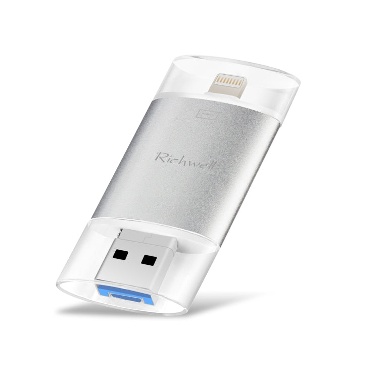 Richwell 3 in 1 128G Type-C + 8 Pin + USB 3.0 Disco flash push-pull con doppia copertura in metallo con funzione OTG