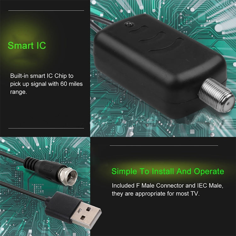 Signal Repeater Amplifier with USB Connector + IEC Converter Header, USB 50 Miles 25dBi