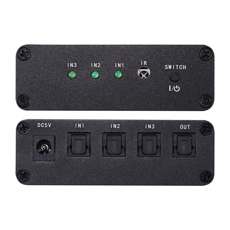 NK-3X1 Full HD SPDIF / Toslink Estensore commutatore audio ottico digitale 3 x 1 con telecomando IR, SPDIF/Toslink Digital 3x1