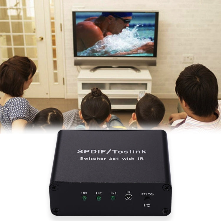 NK-3X1 Full HD SPDIF / Toslink Estensore commutatore audio ottico digitale 3 x 1 con telecomando IR, SPDIF/Toslink Digital 3x1