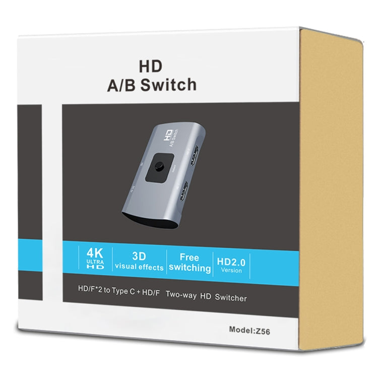 Switcher HD bidirezionale Z56 HD femmina x 2 a USB-C / Type-C + HD femmina, Z56