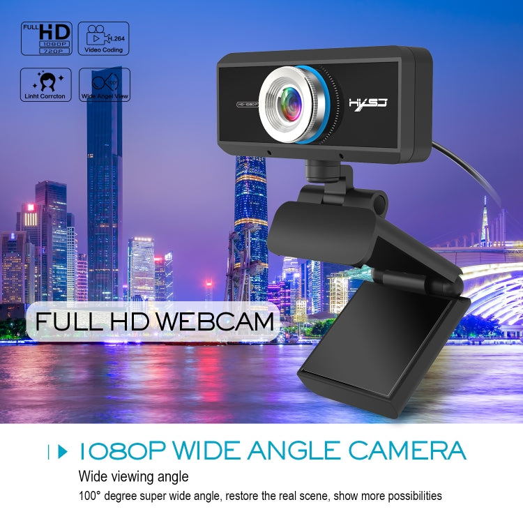 HXSJ S4 1080P videocamera per PC webcam con messa a fuoco manuale HD regolabile da 180 gradi con microfono