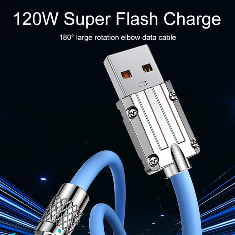 Cavo di ricarica rapida con spina metallica a 180 gradi da USB a 8 pin serie Mech 6A 120 W, lunghezza: 1,2 m, 1.2m 8 Pin, 1.2m 180-degree 8 Pin