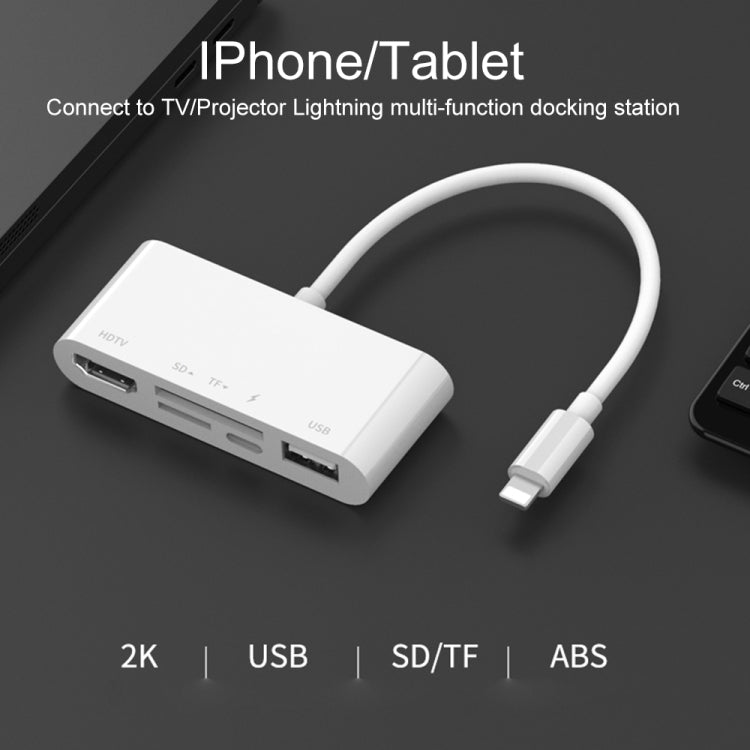 75215 5 in 1 da 8 pin a HDMI + slot per scheda SD + slot per scheda TF + USB + porta di ricarica a 8 pin Convertitore video HD, 75215