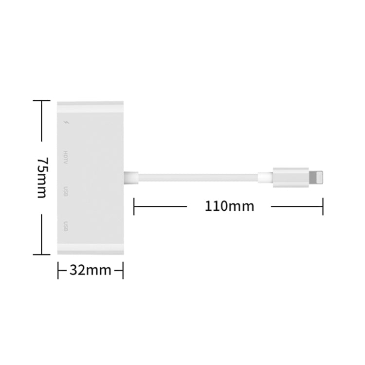 75216 Convertitore video HD 4 in 1 da 8 pin a HDMI + ricarica 8 pin + 2 porte USB, 75216