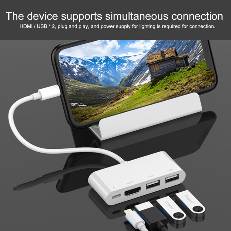 75216 Convertitore video HD 4 in 1 da 8 pin a HDMI + ricarica 8 pin + 2 porte USB, 75216