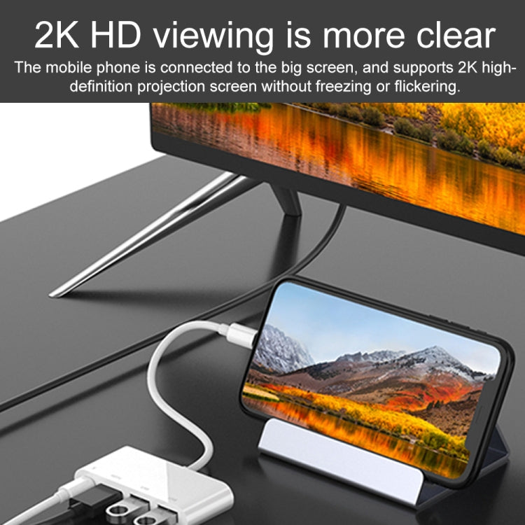 75216 Convertitore video HD 4 in 1 da 8 pin a HDMI + ricarica 8 pin + 2 porte USB, 75216