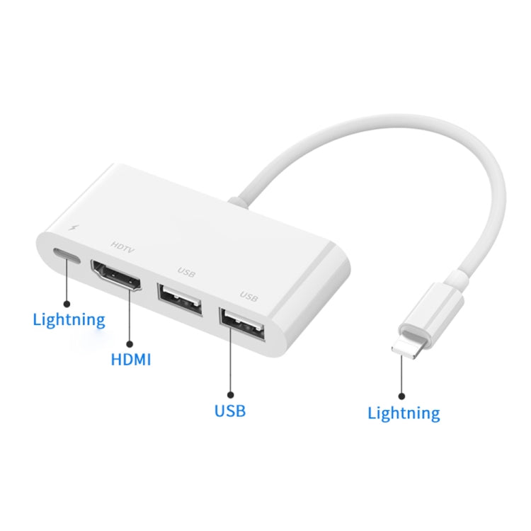 75216 Convertitore video HD 4 in 1 da 8 pin a HDMI + ricarica 8 pin + 2 porte USB, 75216
