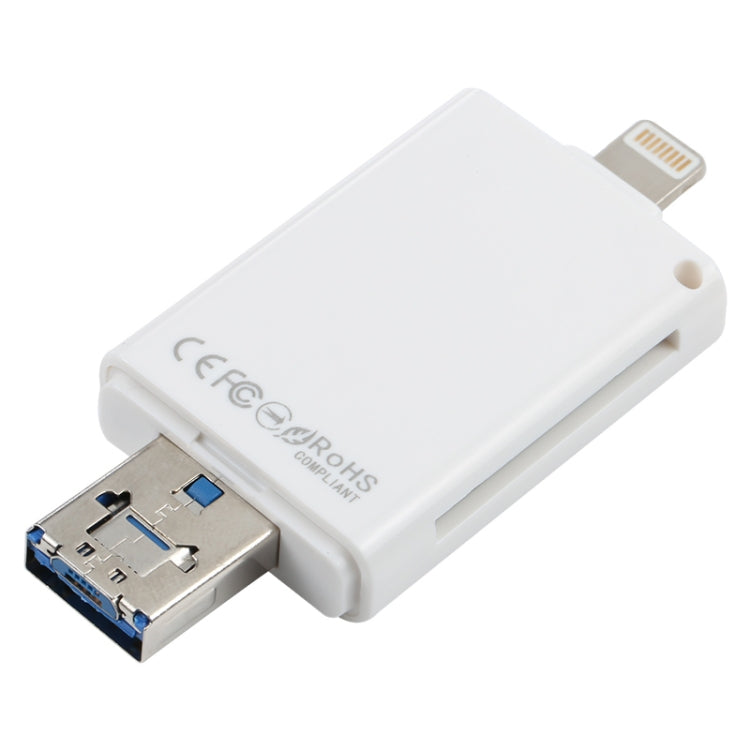 NK-208 Lettore di schede TF/schede SD i-Flash 3 in 1 per dispositivi a 8 pin + USB 2.0 + Micro USB (nero), NK-208 White, NK-208 Black