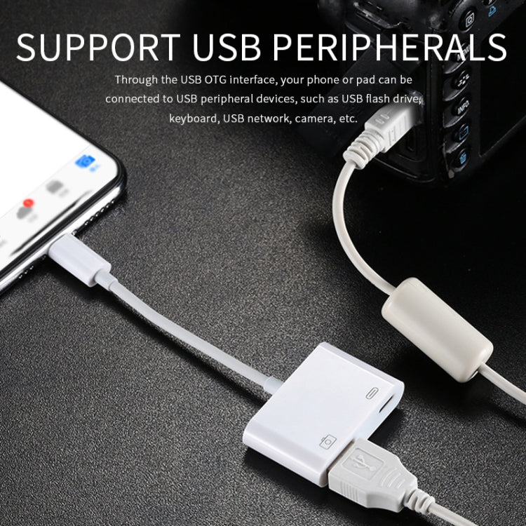 Cavo di ricarica dati da 11 cm maschio a 8 pin USB e adattatore per lettore di fotocamere, sistema di supporto superiore a iOS 9.2