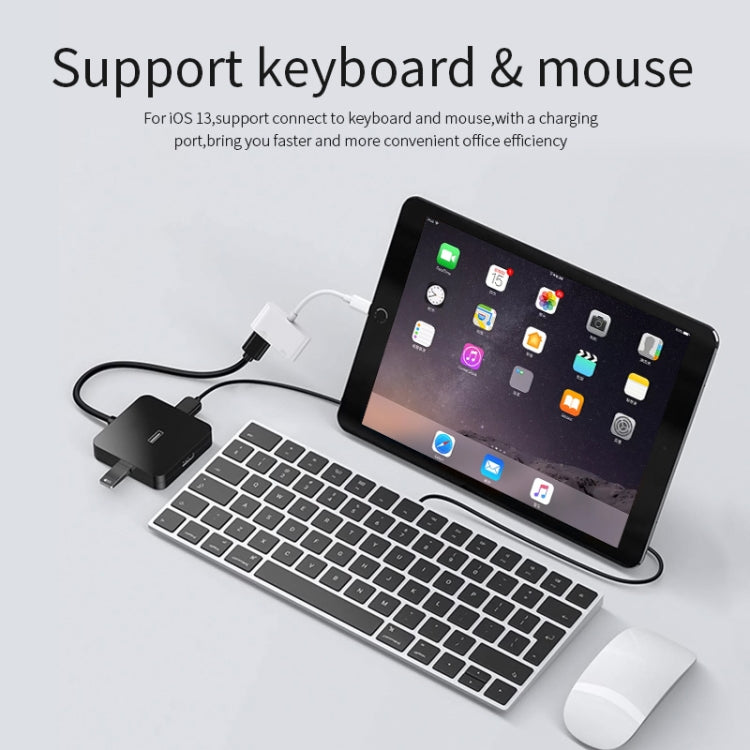 Cavo di ricarica dati da 11 cm maschio a 8 pin USB e adattatore per lettore di fotocamere, sistema di supporto superiore a iOS 9.2