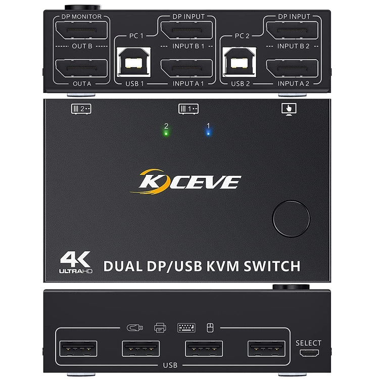 Switch KVM DP 3DP+3DP KC-KVM202DPA-USB2.0, KC-KVM202DPA