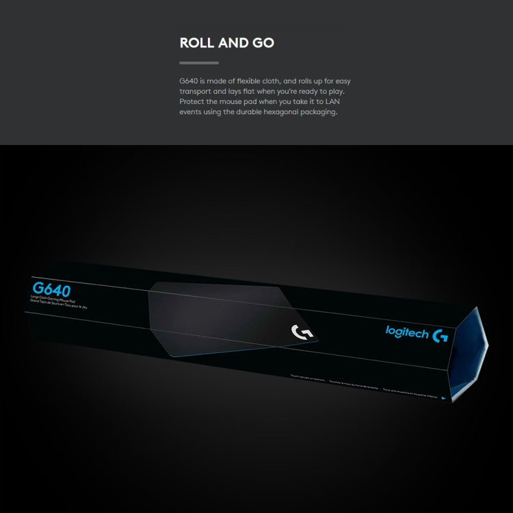 Tappetino per mouse da gioco E-sport morbido in tessuto Logitech G640, dimensioni: 46 x 40 cm, G640 Cloth Soft