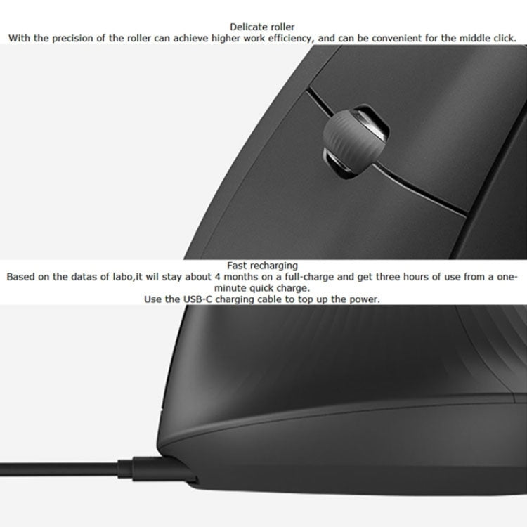 Logitech MX Vertical 4000 DPI USB-C/Type-C + Unifying + Bluetooth Mouse ottico verticale wireless ergonomico a tre modalità, MX Vertical