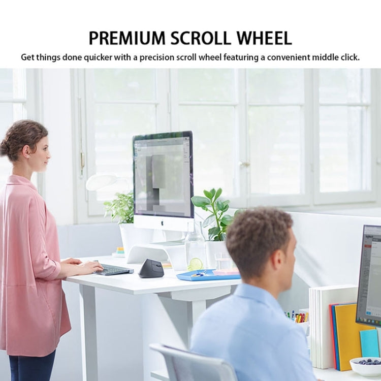 Logitech MX Vertical 4000 DPI USB-C/Type-C + Unifying + Bluetooth Mouse ottico verticale wireless ergonomico a tre modalità, MX Vertical