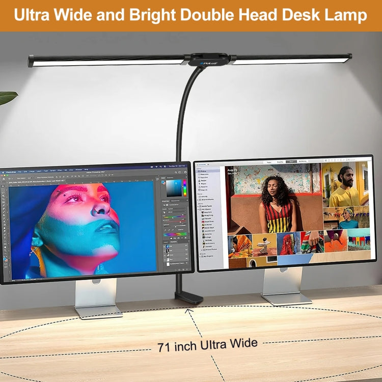 PULUZ Lampada da scrivania con clip a doppia testa a LED con tubo a collo d'oca