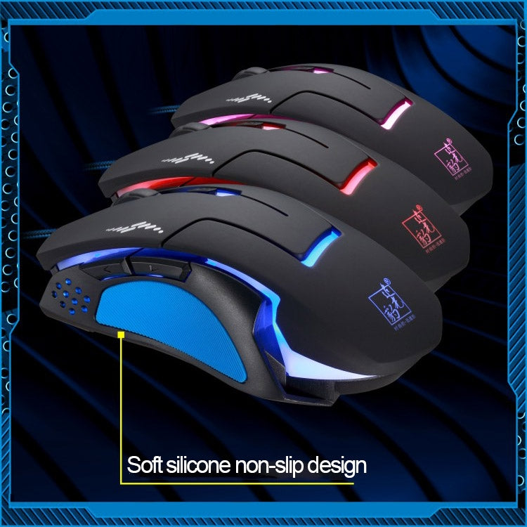Mouse ottico USB da gioco T7 cablato a 3 colori modificabili 1200 DPI 1600 DPI 2400 DPI, T7