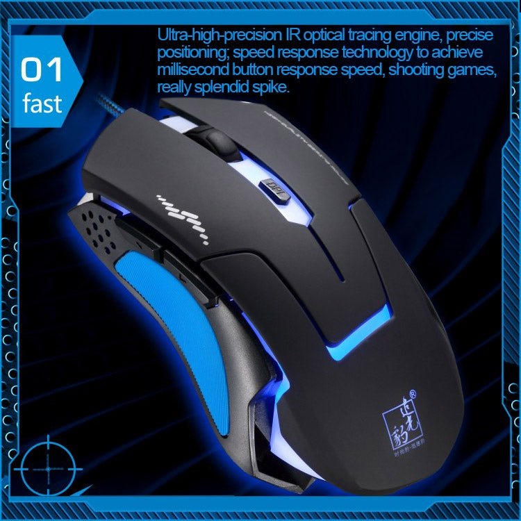 Mouse ottico USB da gioco T7 cablato a 3 colori modificabili 1200 DPI 1600 DPI 2400 DPI, T7