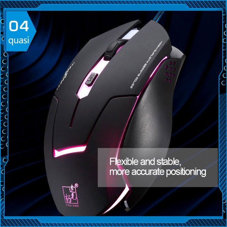 Mouse ottico USB da gioco T7 cablato a 3 colori modificabili 1200 DPI 1600 DPI 2400 DPI, T7