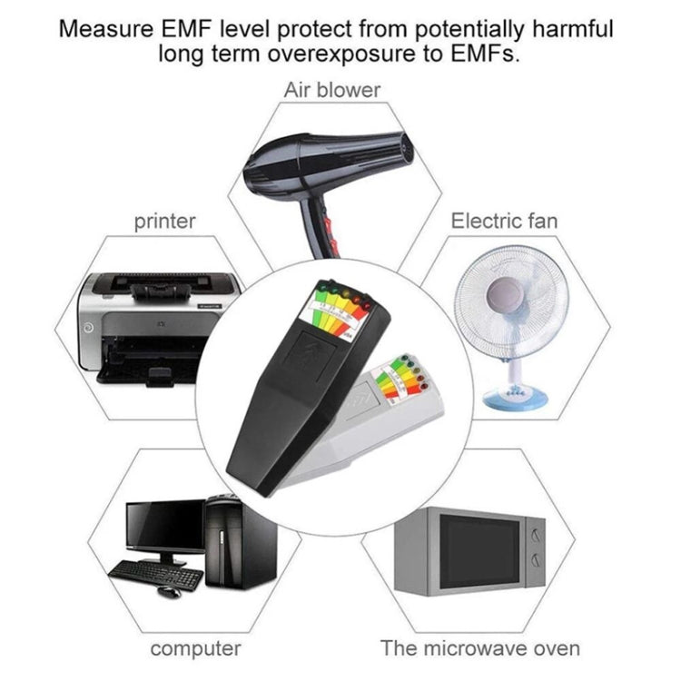 Tester per misuratori EMF con rilevatore di radiazioni elettromagnetiche a 5 LED, Style 2 White, Style 2 Black