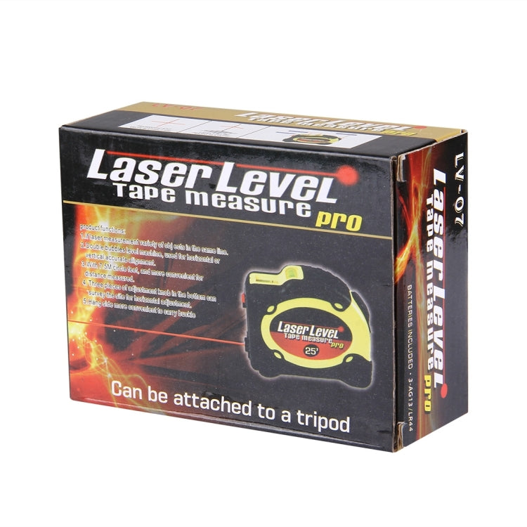 Livella laser con metro a nastro Pro (25 piedi) e clip da cintura/può essere fissata al treppiede