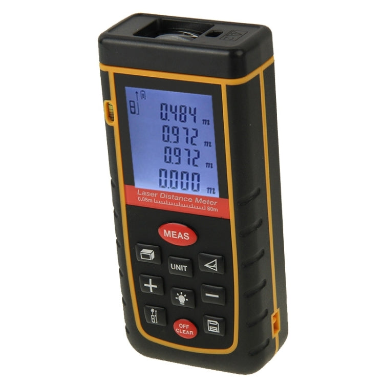 Distanziometro laser portatile LCD da 1,9 pollici RZ-A80 da 80 m con bolla di livello