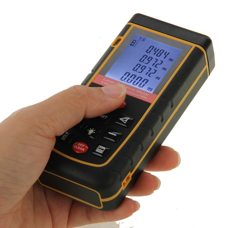 Distanziometro laser portatile LCD da 1,9 pollici RZ-A80 da 80 m con bolla di livello