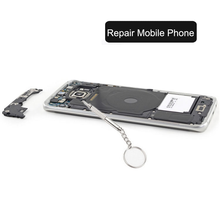 Cacciavite professionale 3 in 1 (croce 1.5, dritto 1.5, dado a stella M2.5) Strumento di riparazione con portachiavi per smartphone, orologi, occhiali, 3 in 1