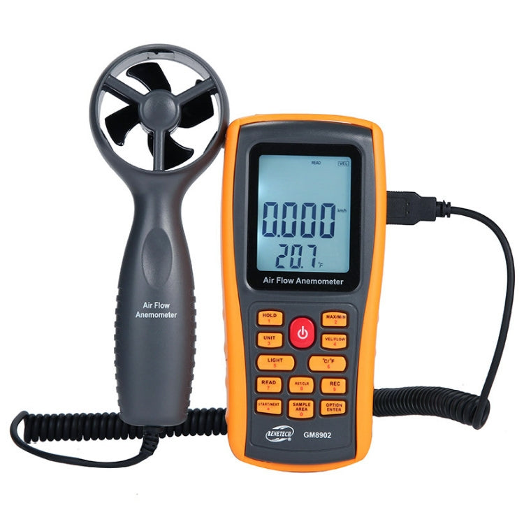 Anemometro digitale per misuratore di velocità del vento con schermo LCD da 2,6 pollici BENETECH GM8902, GM8902