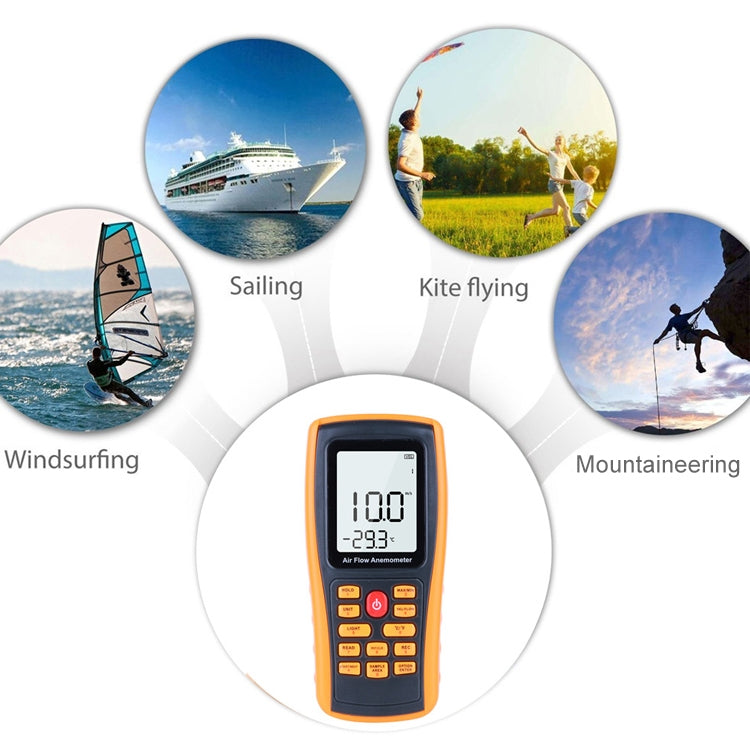Anemometro digitale per misuratore di velocità del vento con schermo LCD da 2,6 pollici BENETECH GM8902, GM8902