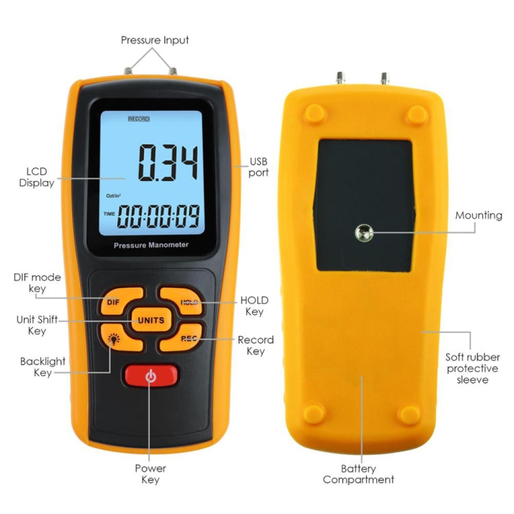 Manometro di pressione con display LCD BENETECH GM520