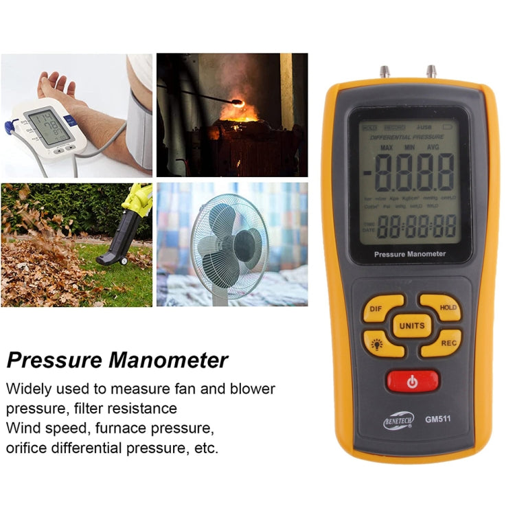 Manometro di pressione con display LCD BENETECH GM511