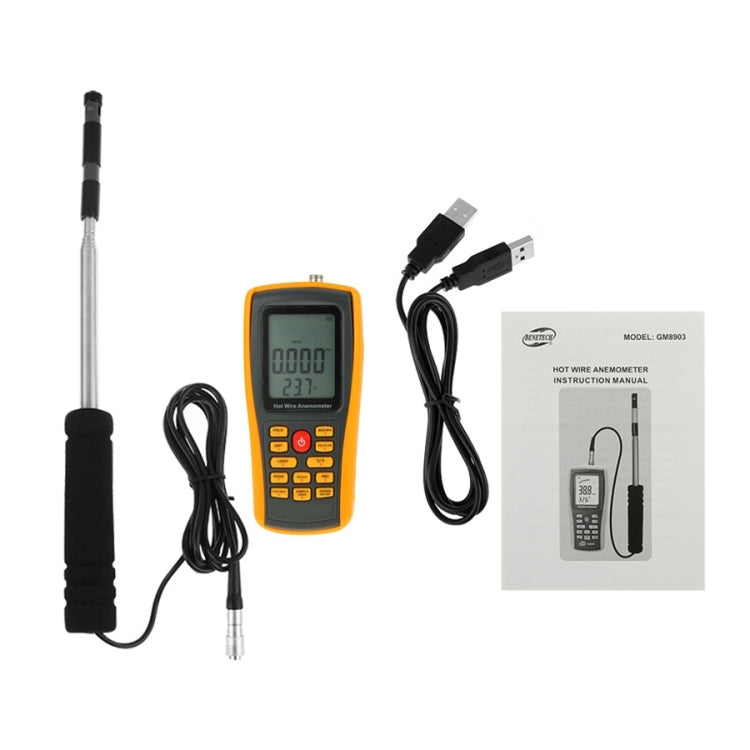 BENETECH GM8903 Anemometro digitale con schermo LCD da 2,6 pollici a filo caldo per la velocità del vento, GM8903