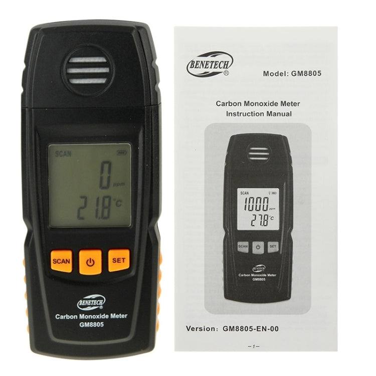 BENETECH GM8805 Tester per rilevatore di monossido di carbonio portatile con display LCD, misuratore di monossido di carbonio, intervallo di misura: 0-1000 ppm